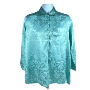 Jayre of California Vintage 80s Satin Pajama Top Size Medium Sleepwear Lingerie